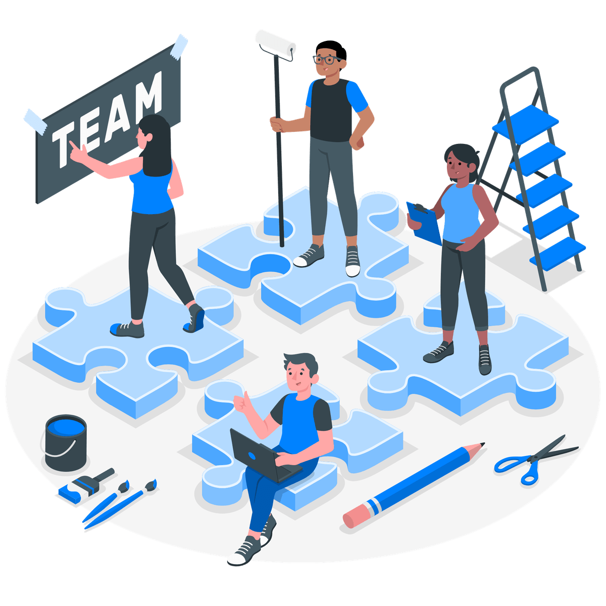 Illustration of a team collaborating, representing partnership
